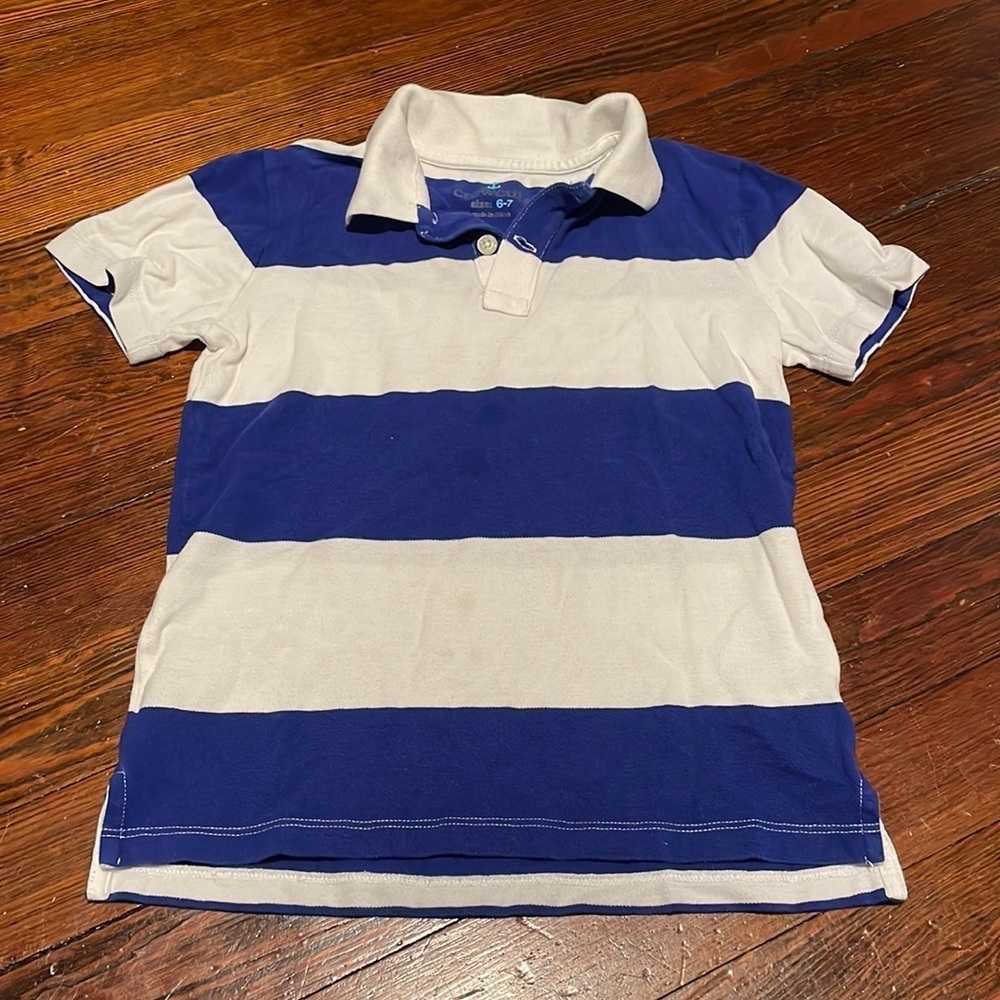 Crewcuts Kid’s Blue and White Polo Size 6-7